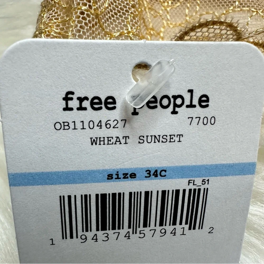 NWT Free People Lucia Underwire Bra Size 34C in Wheat Sunset